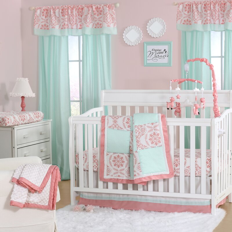 Teal and coral cheap baby bedding